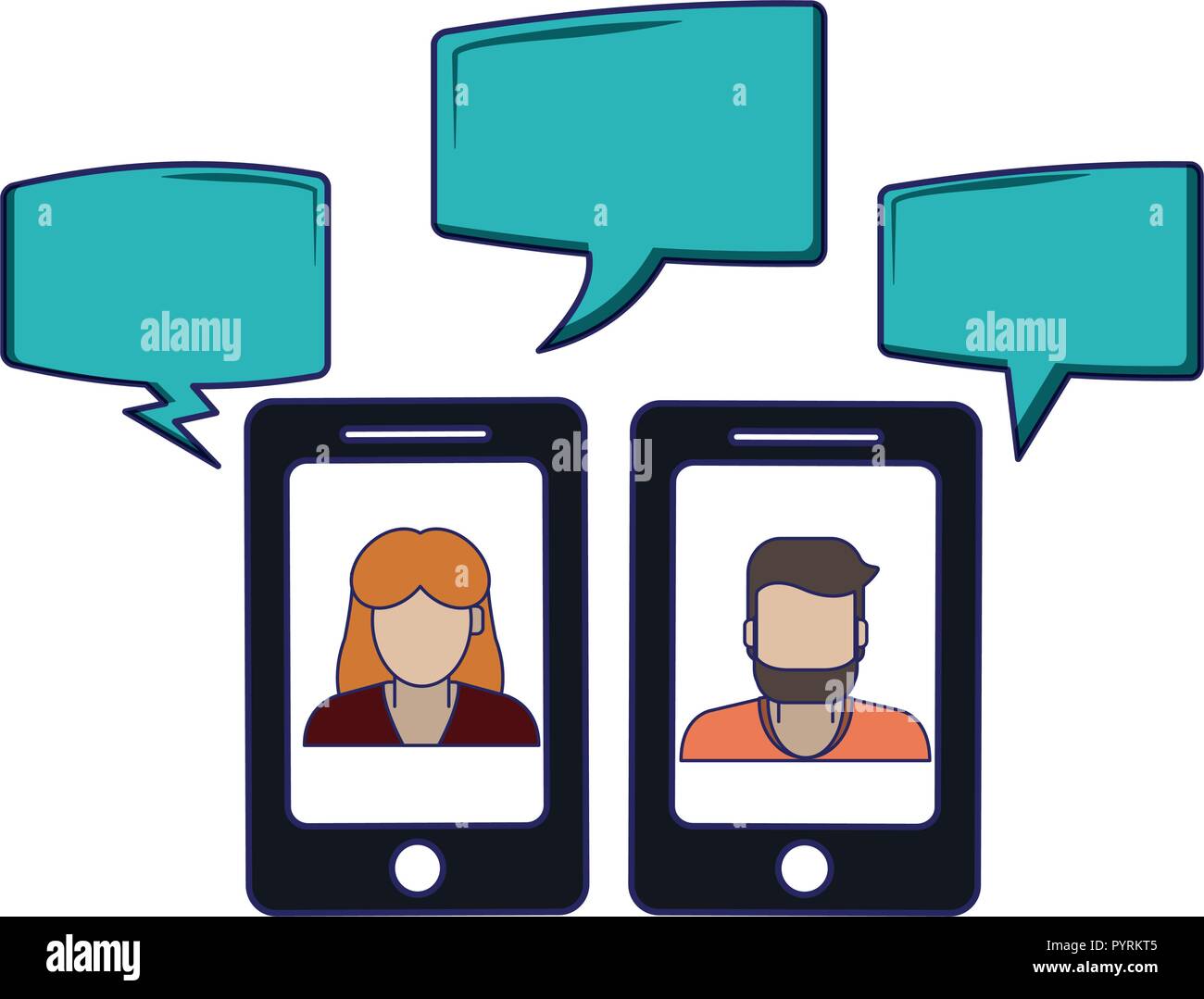 Smartphones chats with bubbles vector illustration graphic design Stock ...