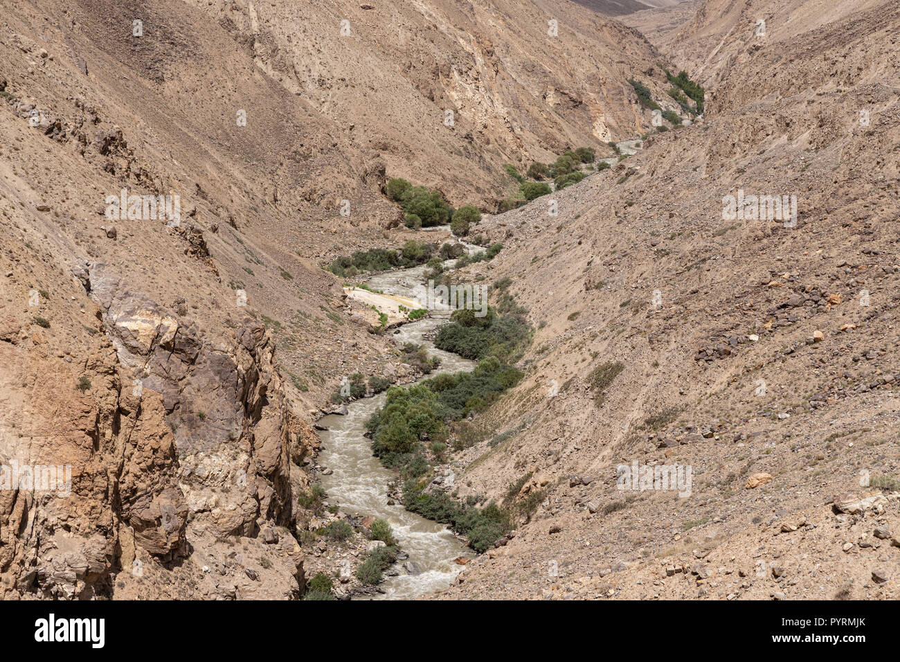 Darshai gorge day hike to the hot springs, Darshai, Wakhan Valley, Tajikistan Stock Photo