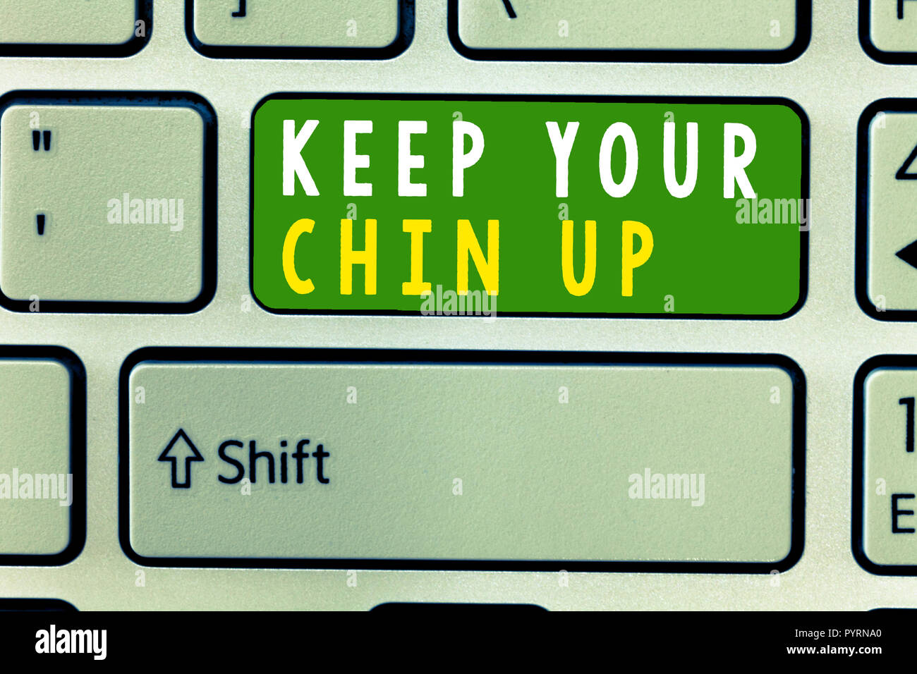 Handwriting Text Keep Your Chin Up Concept Meaning Remain Cheerful In Difficult Circumstances High Spirit Stock Photo Alamy