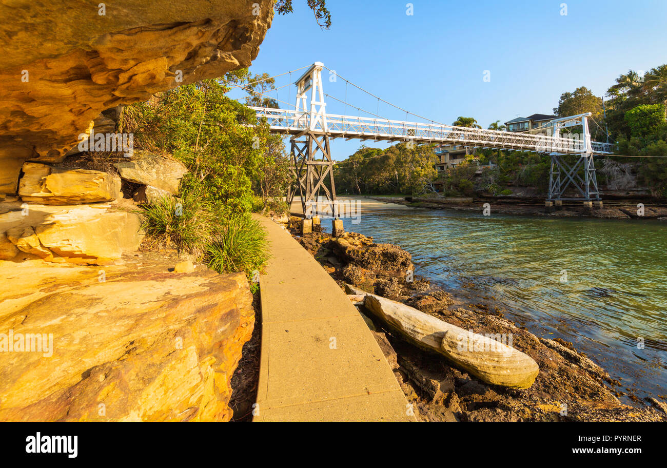 Parsley Bay suspension bridge in Vaucluse. Sydney, Australia Stock