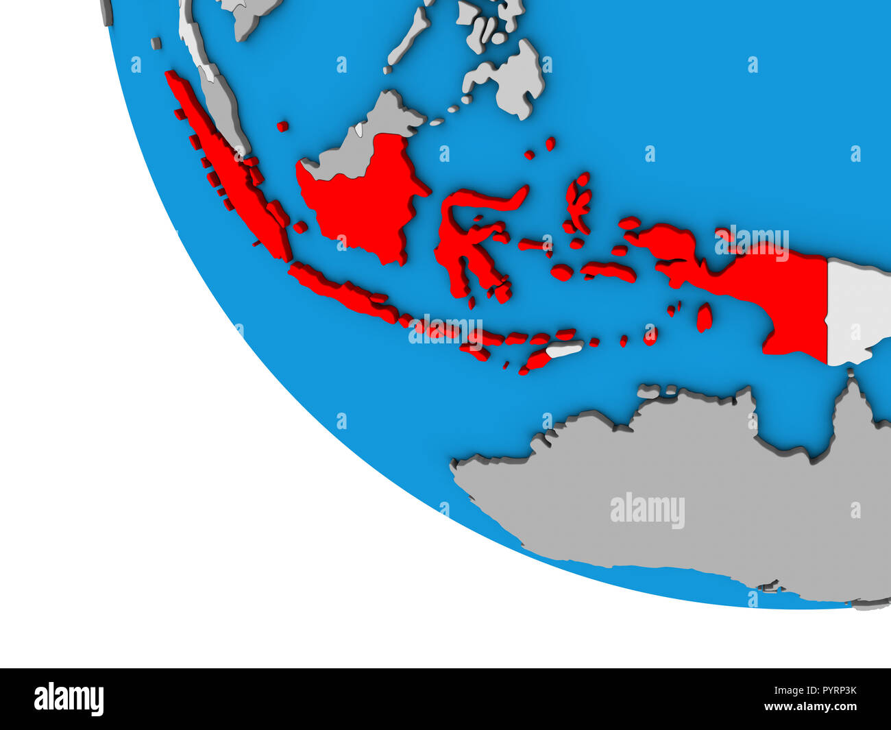Indonesia on simple 3D globe. 3D illustration. Stock Photo