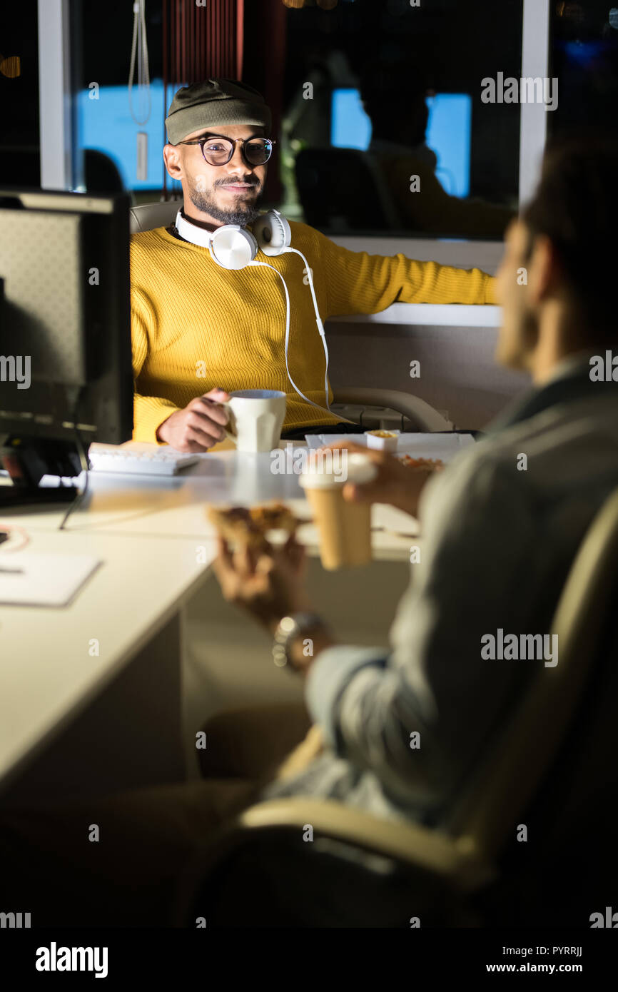 Web Designers Working at Night Stock Photo