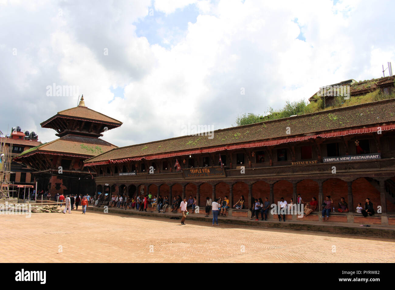 Around Bhaktapur Durbar Square (under reconstruction), an UNESCO Heritage in Kathmandu Valley. Taken in Nepal, August 2018. Stock Photo