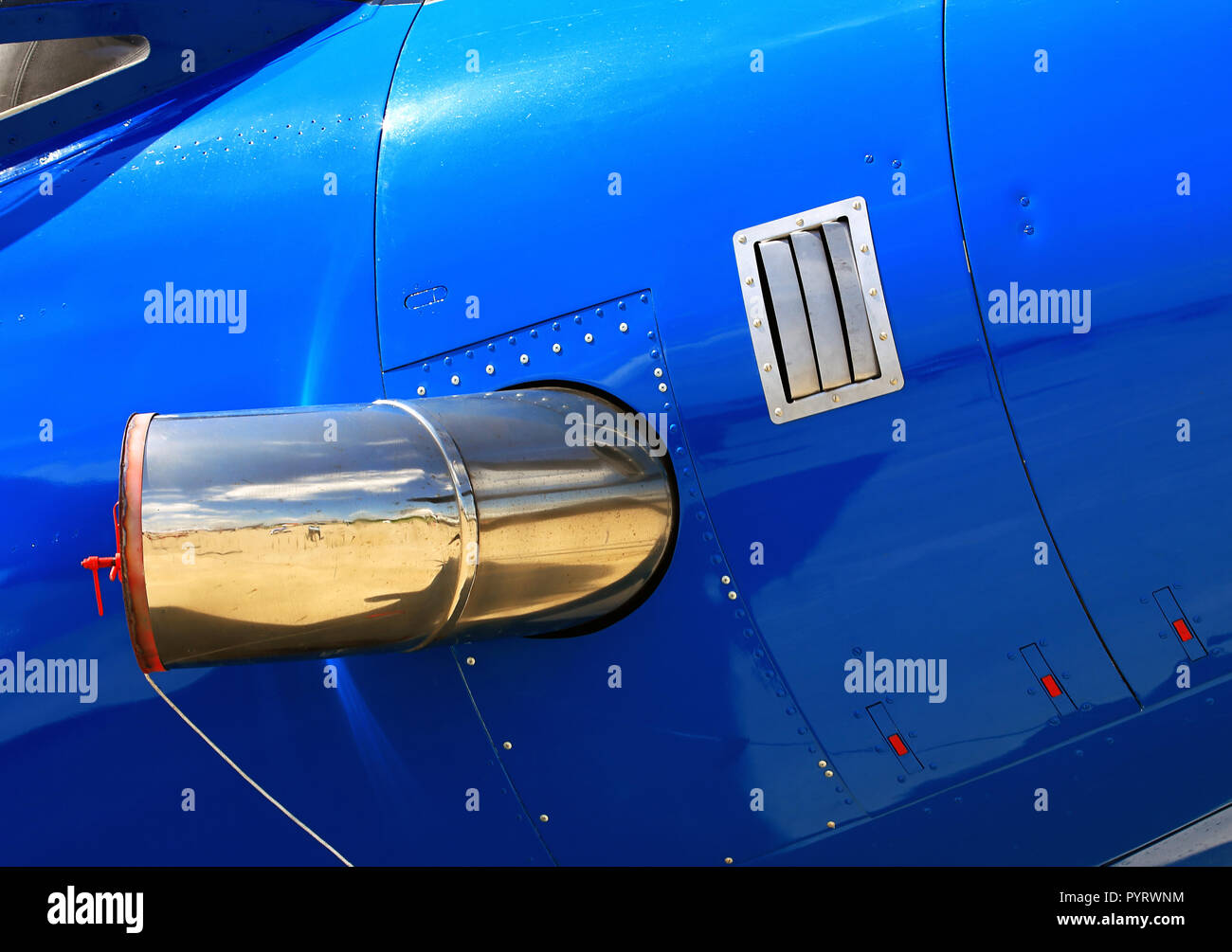 Exhaust engine pipe of the small passenger airplane Stock Photo Alamy