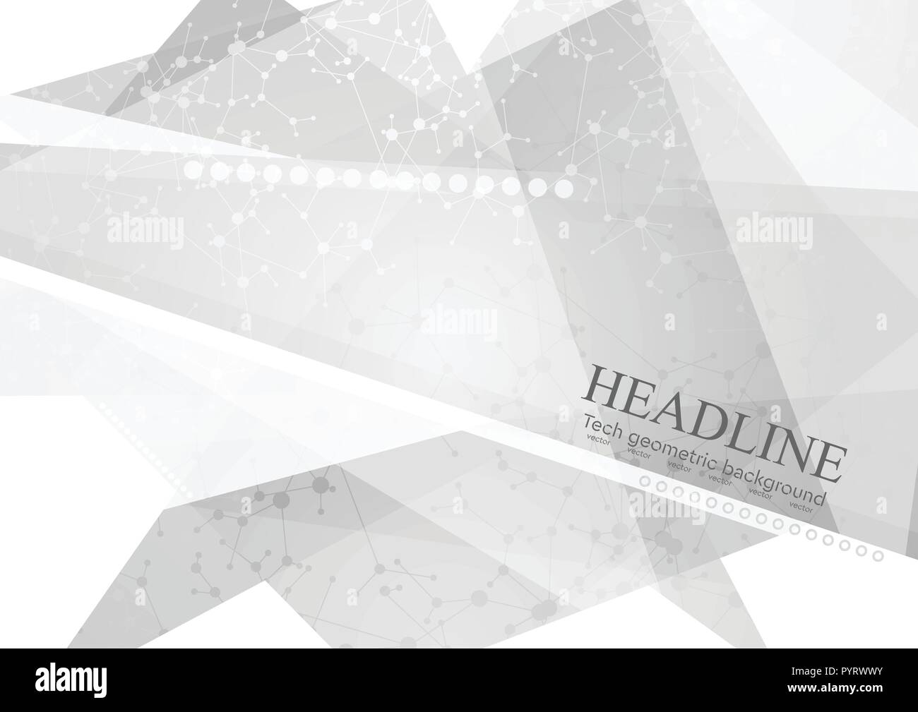 Abstract grey polygonal background with DNA molecular structure. Vector design Stock Vector