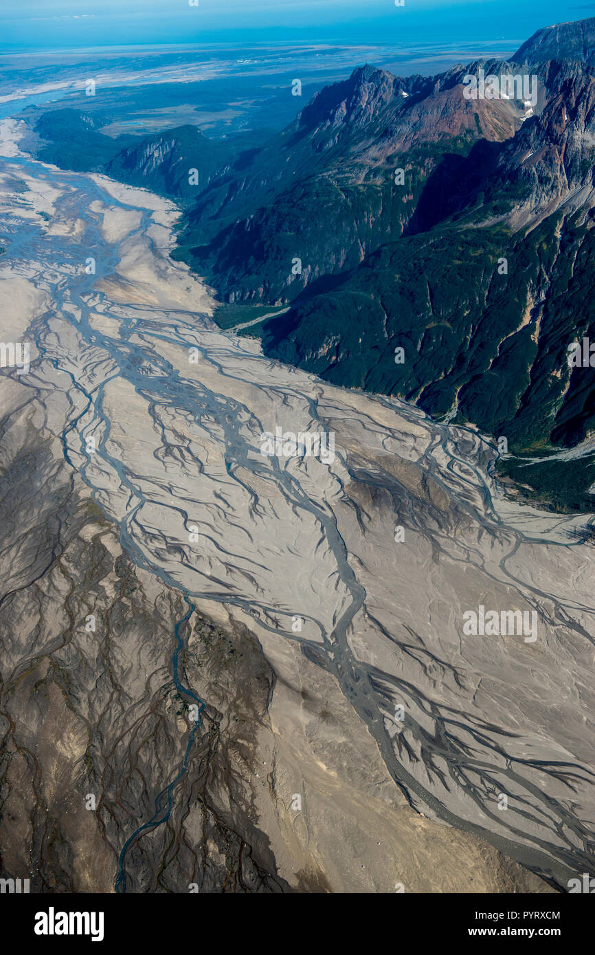 Aerial of Lake Clark National Park and Preserve, Alaska, USA. Stock Photo