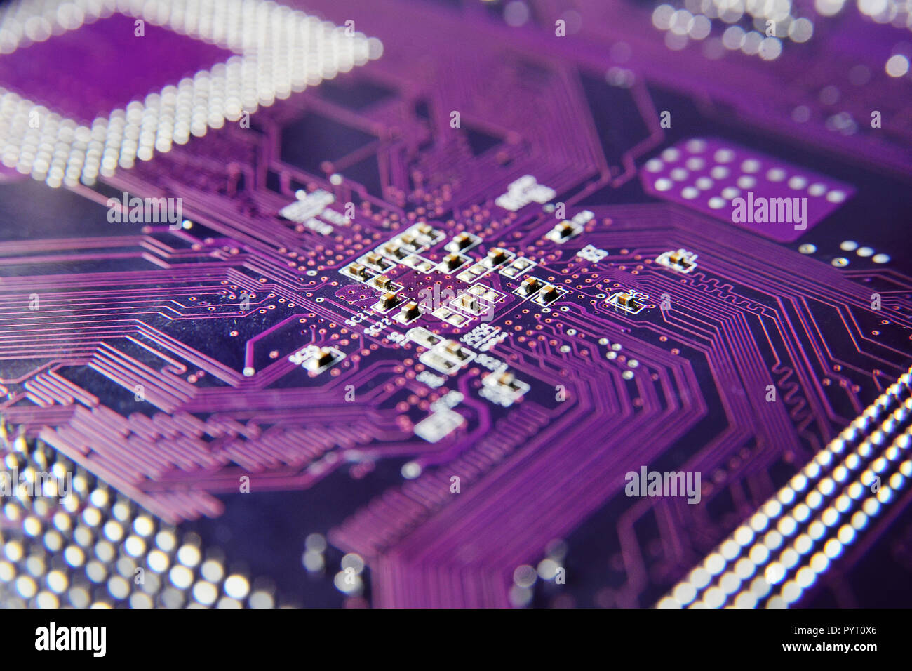 lilac chip or computer board close up Stock Photo