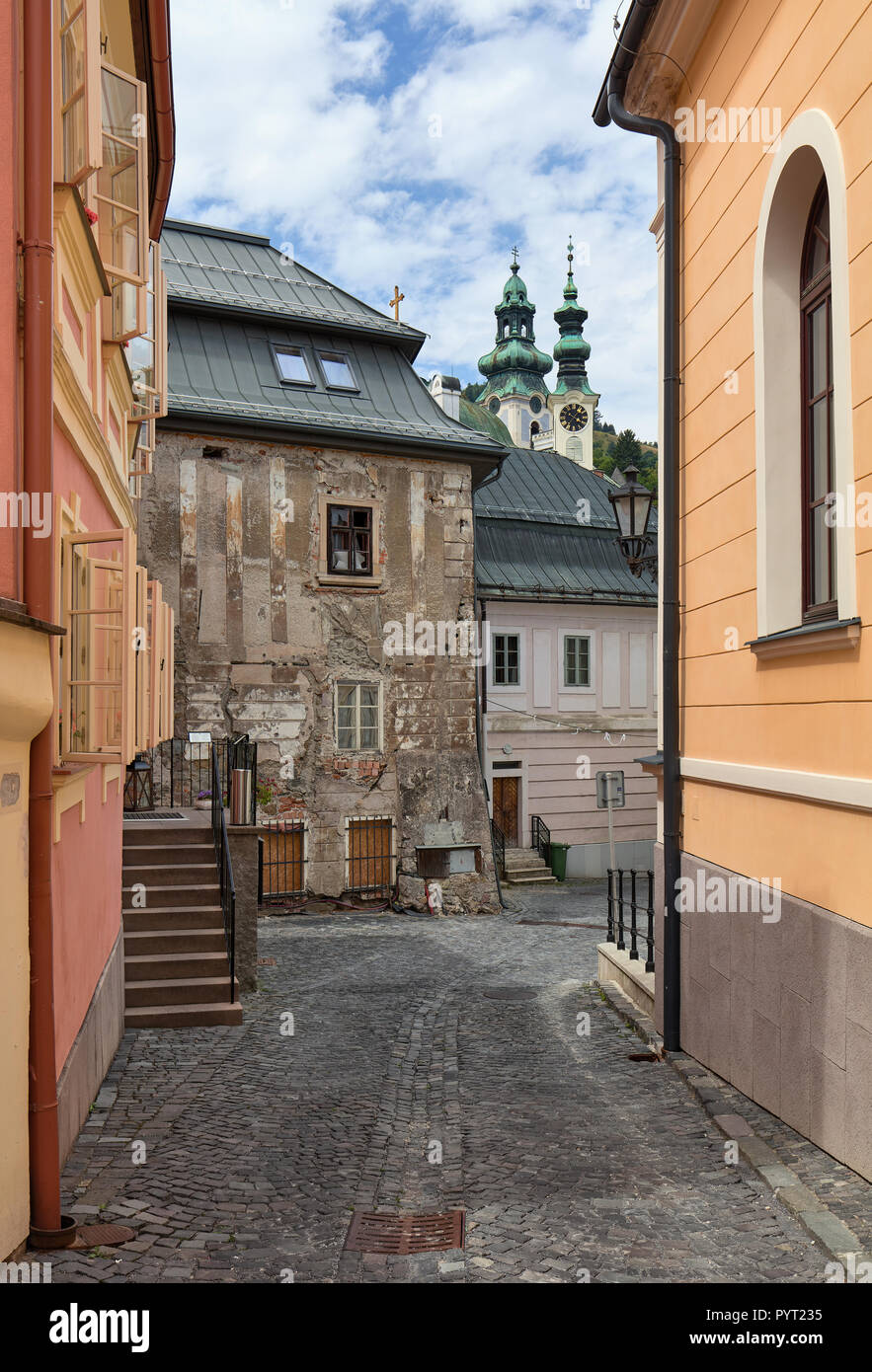 Street in Banska Stiavnica, Slovakia Stock Photo