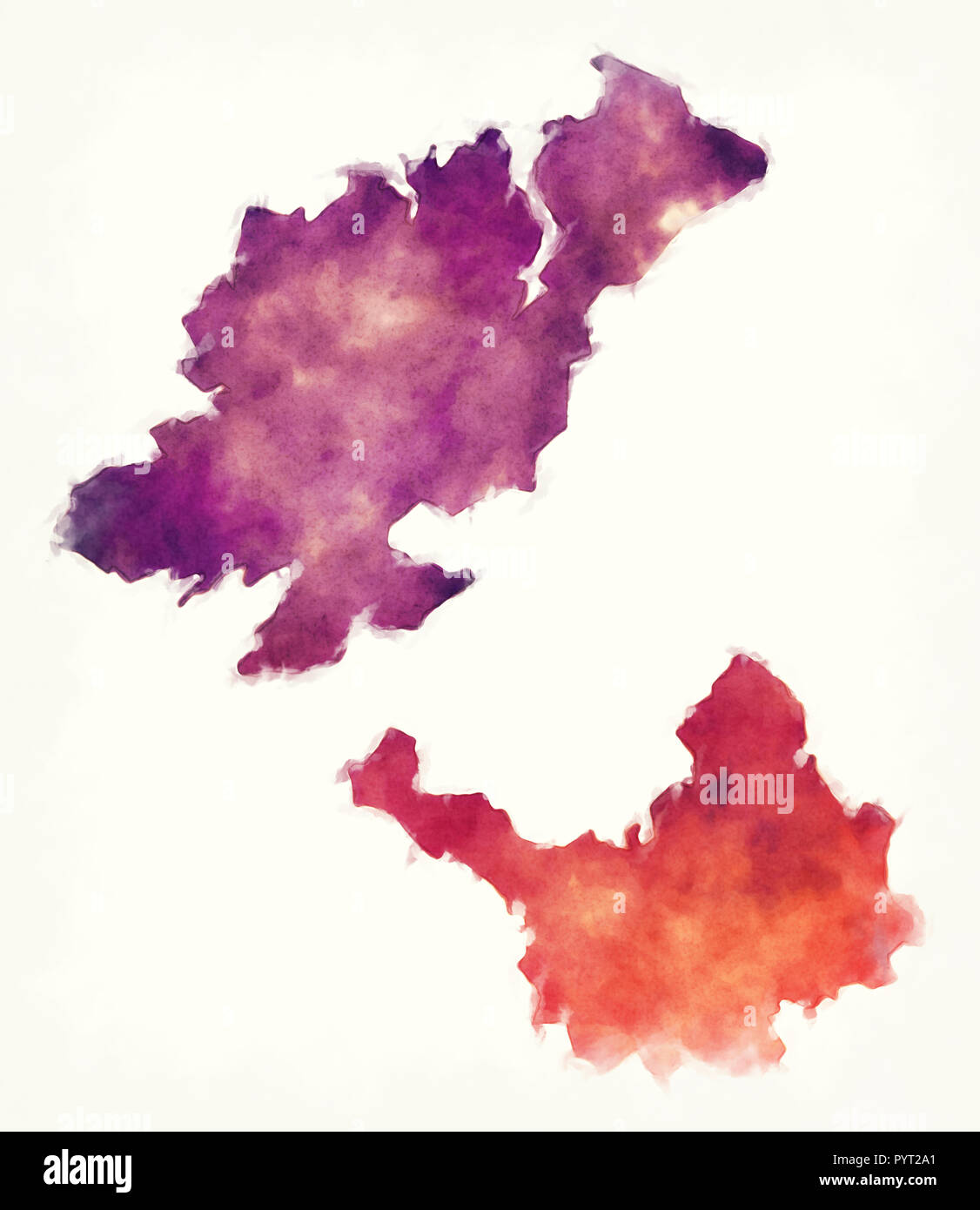 Ulster province map of Ireland in front of a white background Stock Photo