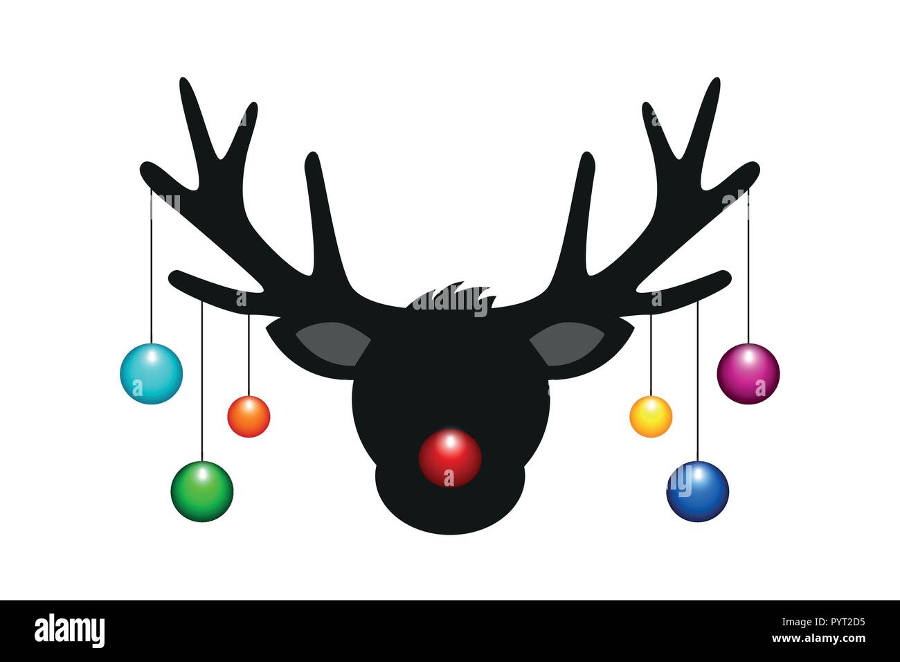 reindeer head with colorful christmas tree balls vector illustration EPS10 Stock Vector