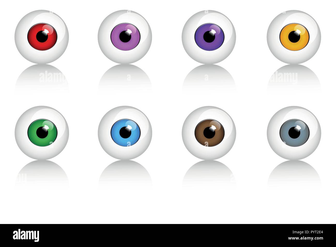 set of human eyes in different colors vector illustration EPS10 Stock Vector