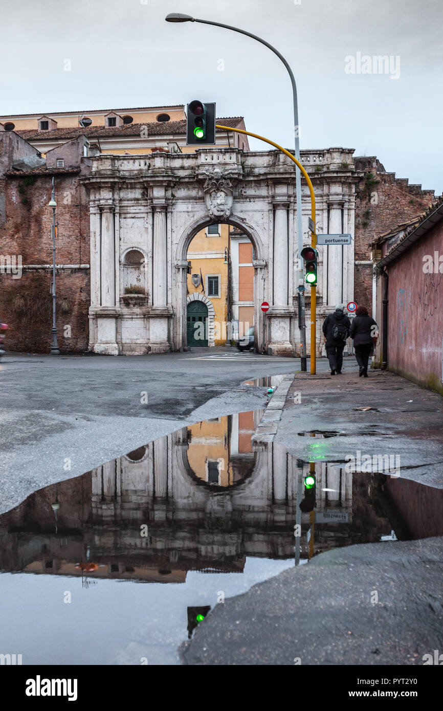 Porta Portese in a rainy day.  Rome, Lazio region, Italy, Europe Stock Photo