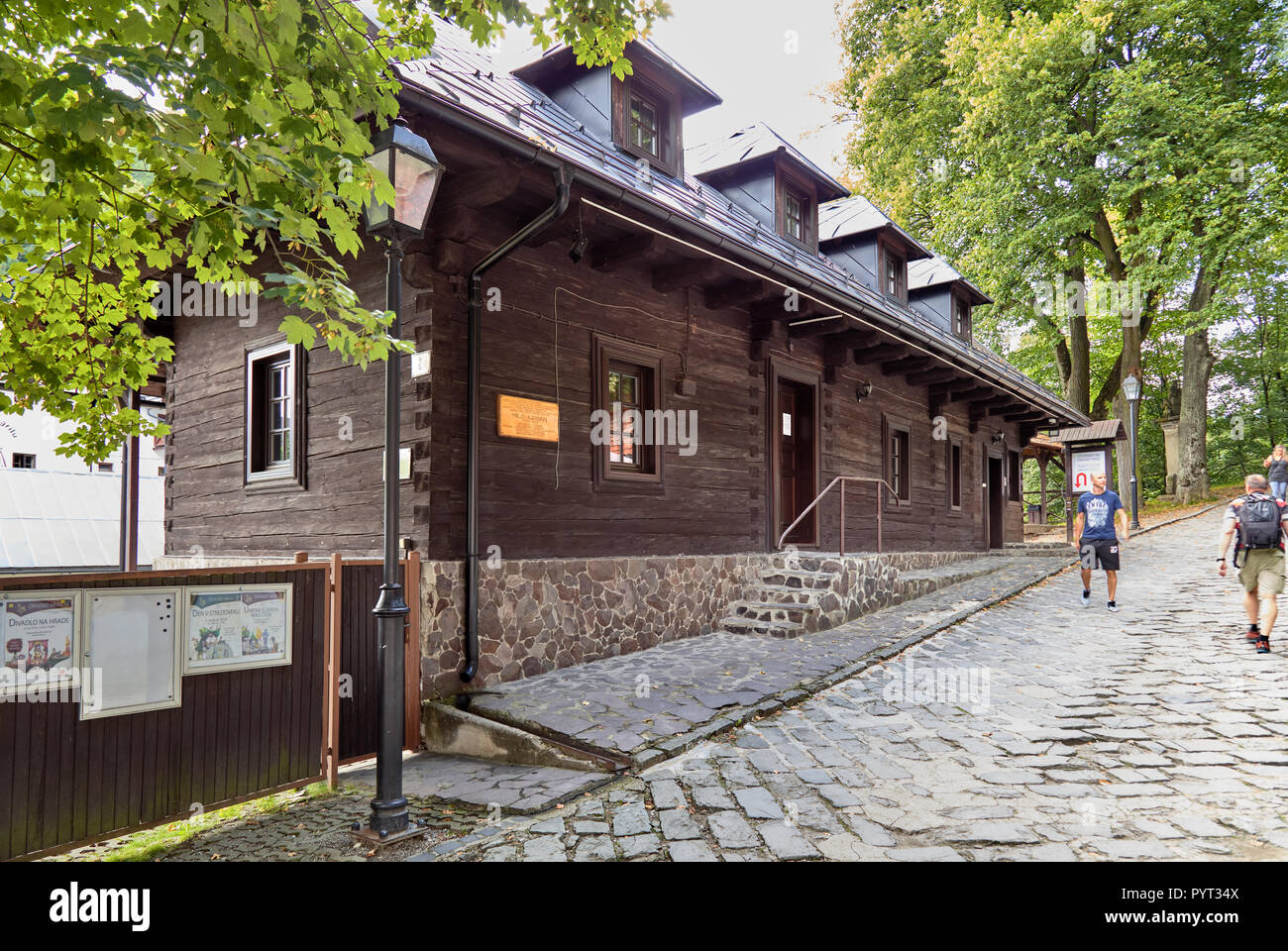 Street leading to Orava Castle in Oravsky Podzamok, Slovakia Stock Photo