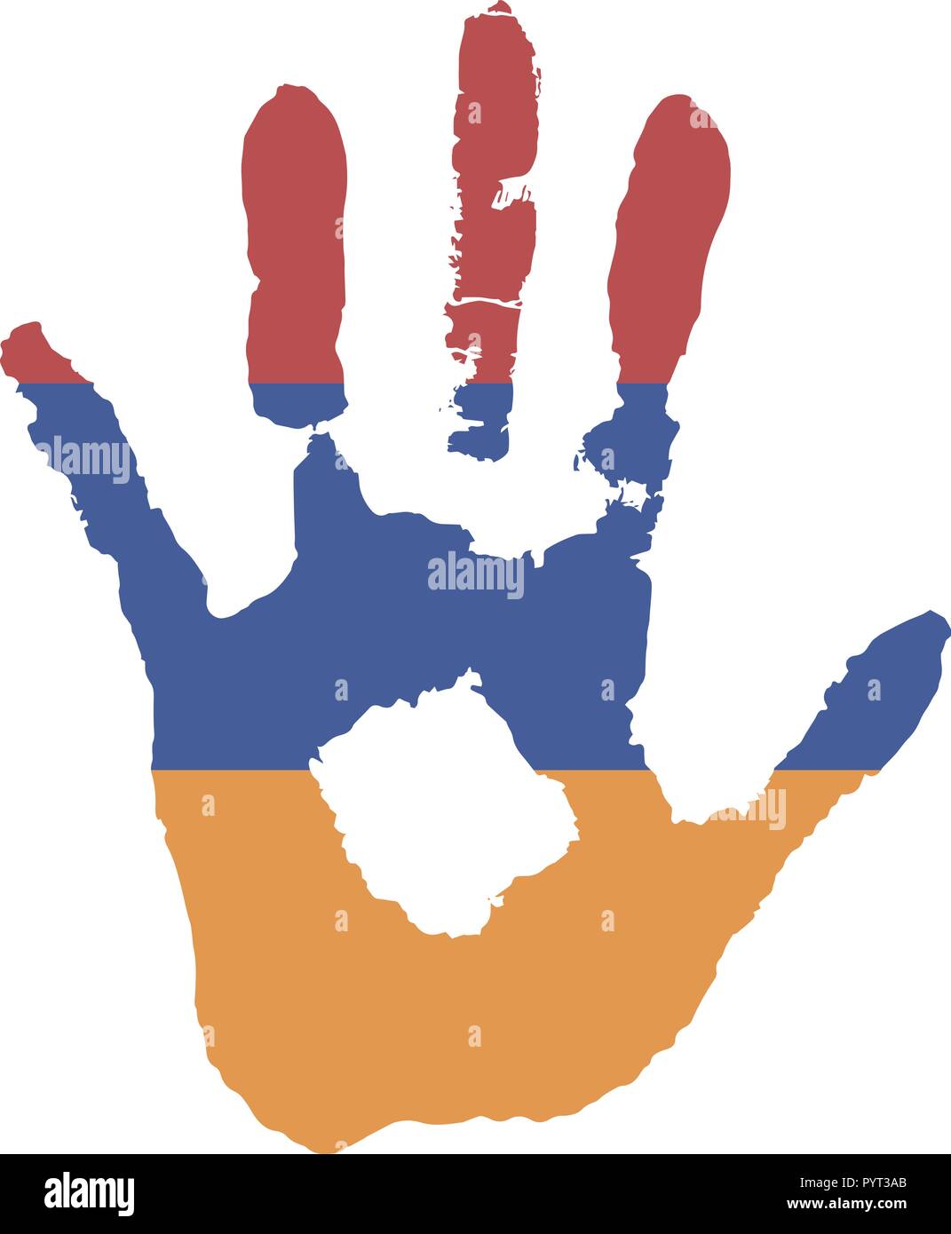 blue and orange and red color of the flag. vector handprint in the form of  the flag of Armenia Stock Vector Image & Art - Alamy