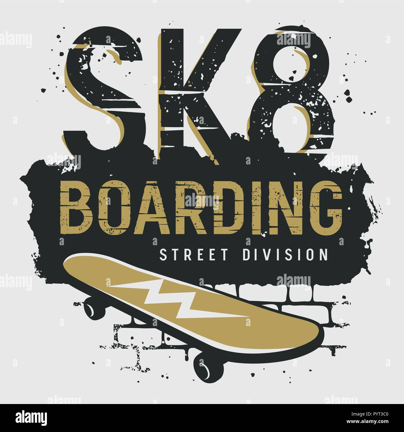 Skateboard t shirt design . Graphic Tee. Skateboarding typography. Vector illustration Stock Vector