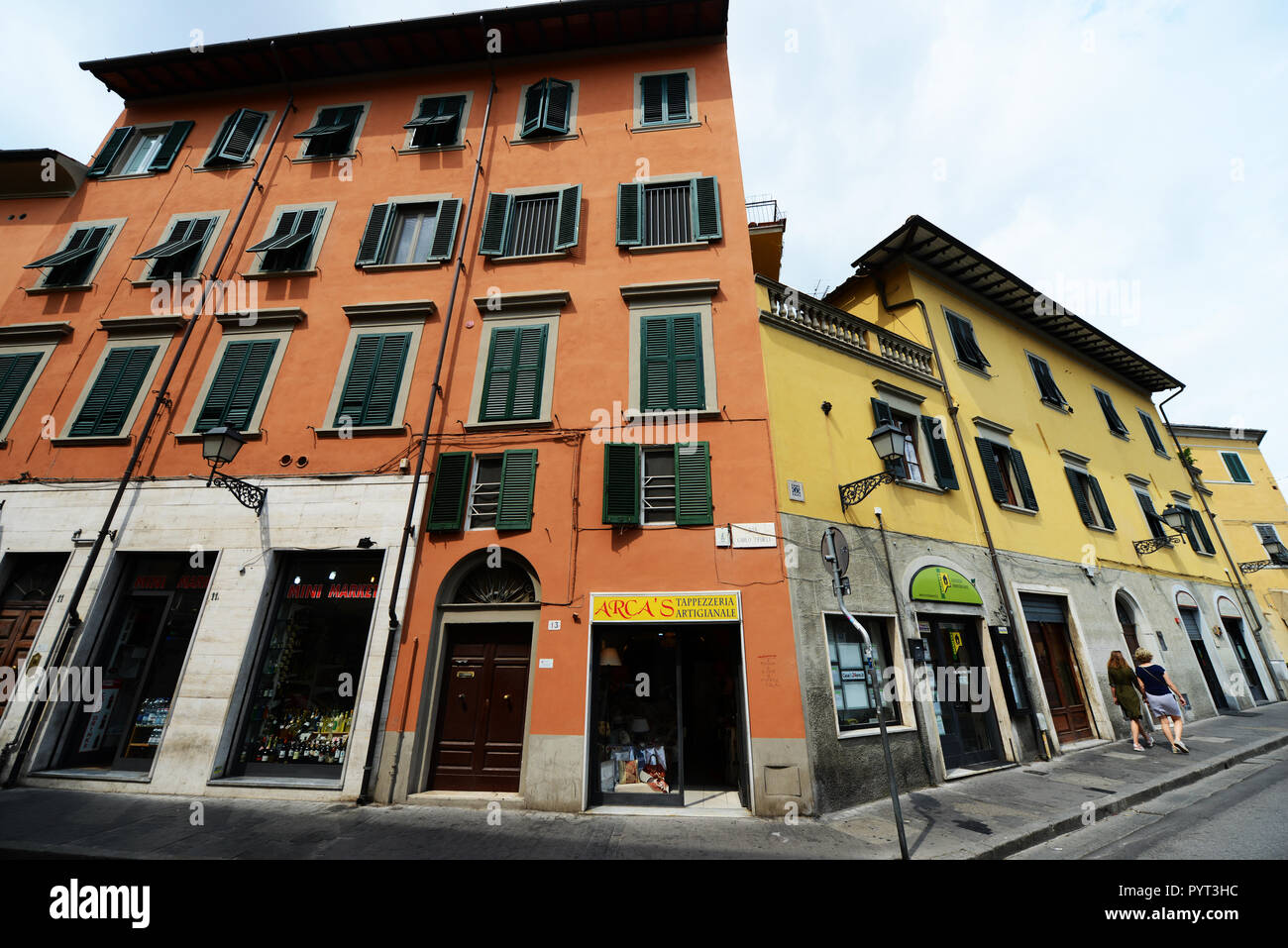 Old buildings on Via Carlo Fedeli in the old city of Pisa. Stock Photo