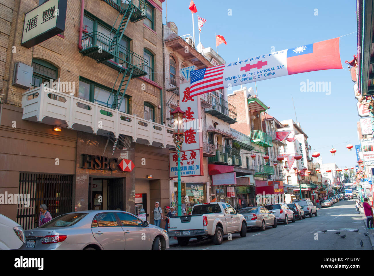 San Francisco, Old Shanghai streets. Aged architecture Stock Photo