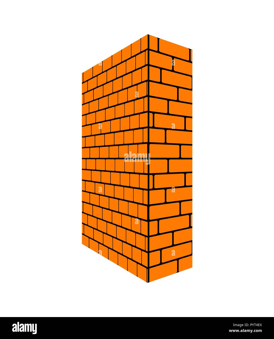 Brick wall isolated perspective. Brickwork Vector illustration Stock Vector