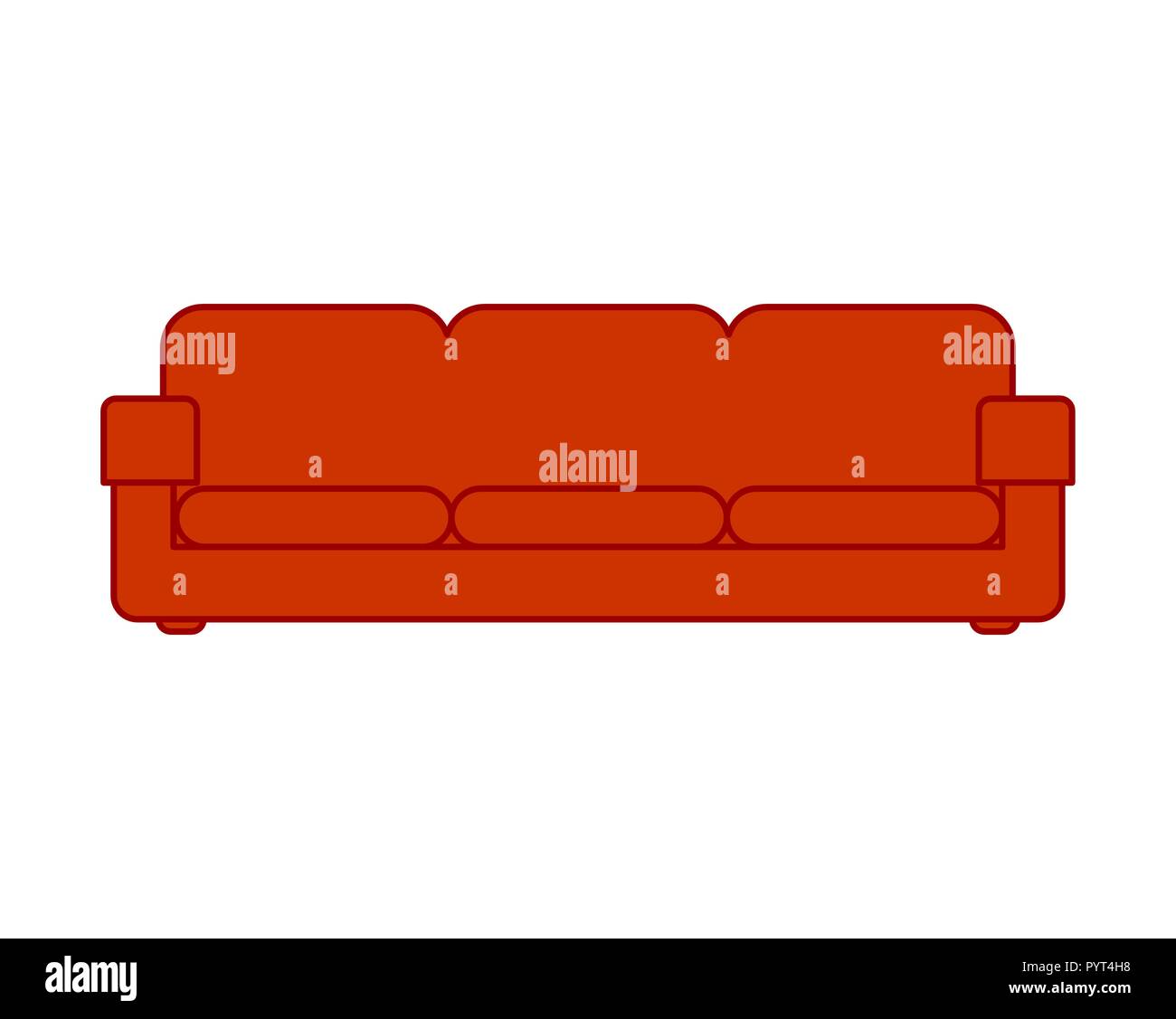 Red sofa isolated. couch cartoon Vector illustration Stock Vector