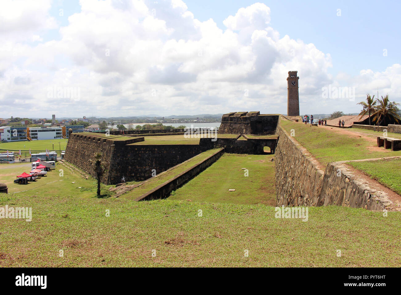 The wall and the clock tower around Galle Fort. Taken in Sri Lanka