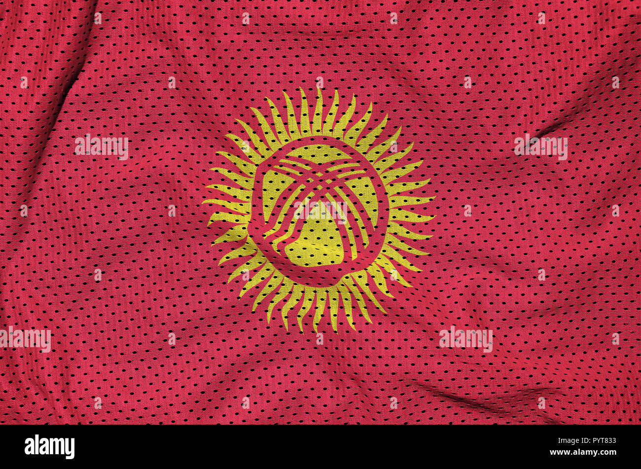 Kyrgyzstan flag printed on a polyester nylon sportswear mesh fabric ...