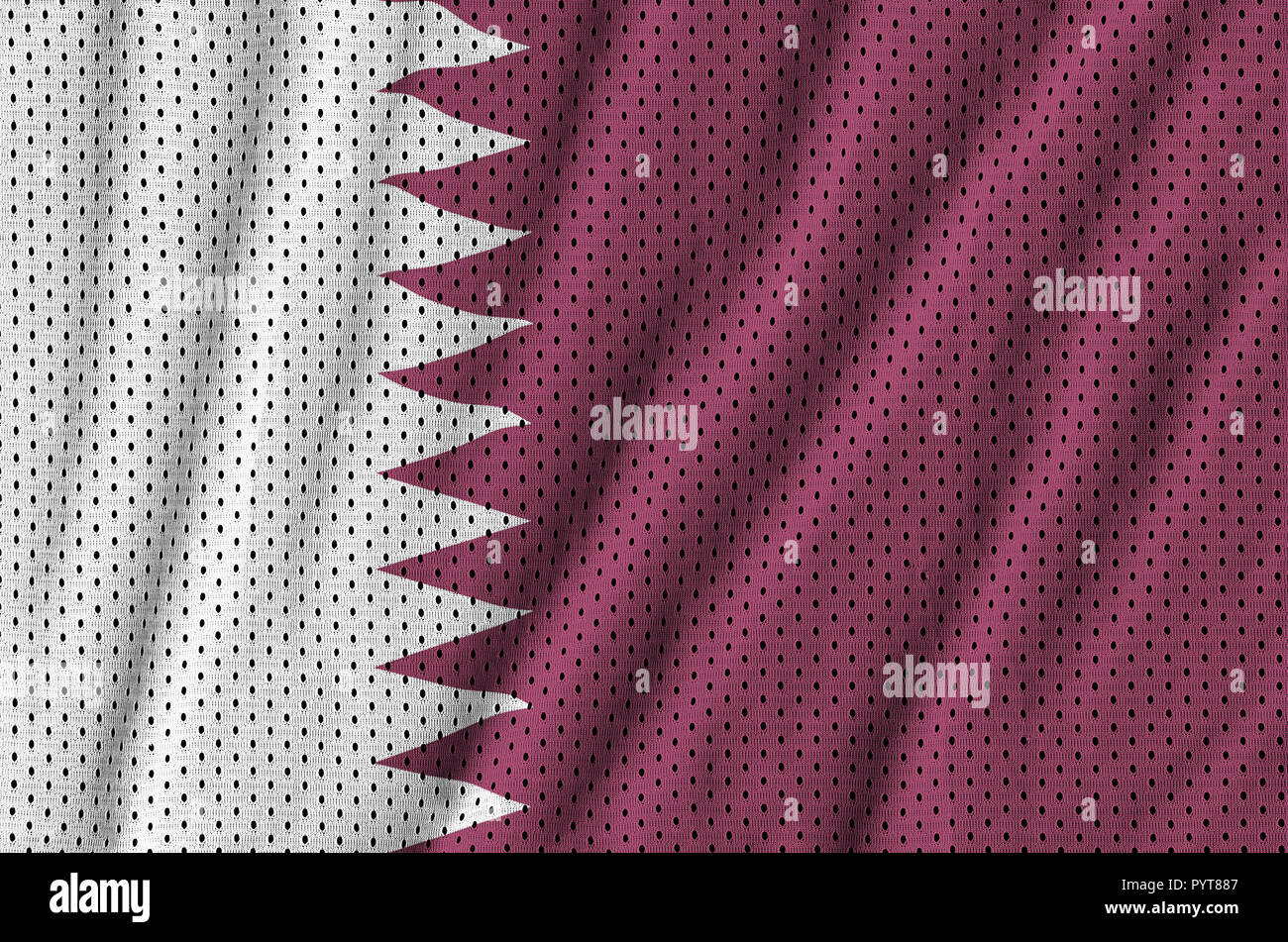 Qatar flag printed on a polyester nylon sportswear mesh fabric with