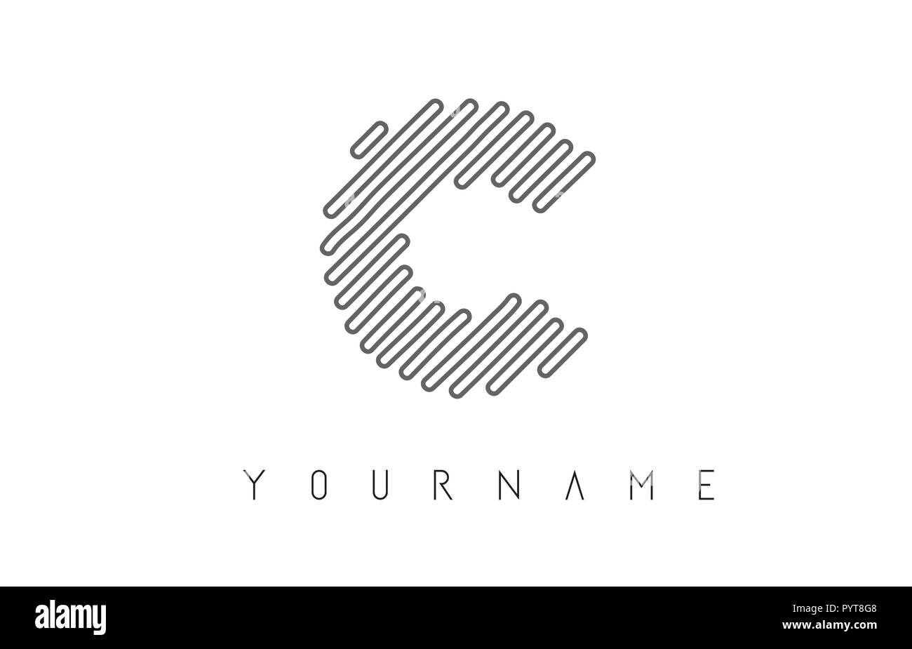 C Letter Logo Design with Black Lines Monogram Vector Illustration