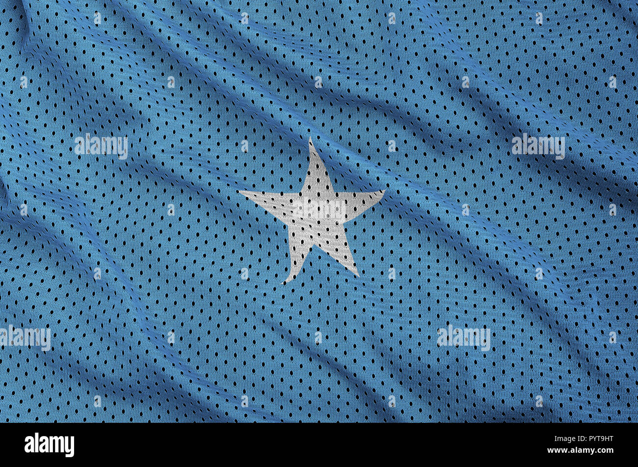 Sweden flag printed on a polyester nylon sportswear mesh fabric