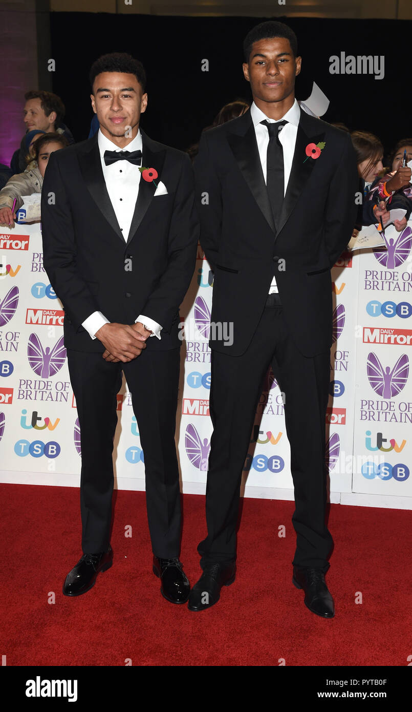 Photo Must Be Credited ©Alpha Press 079965 29/10/2018 Jesse Lingard and Marcus Rashford The Daily Mirror Pride of Britain Awards 2018 in partnership with TSB At The Grosvenor House Hotel London Stock Photo