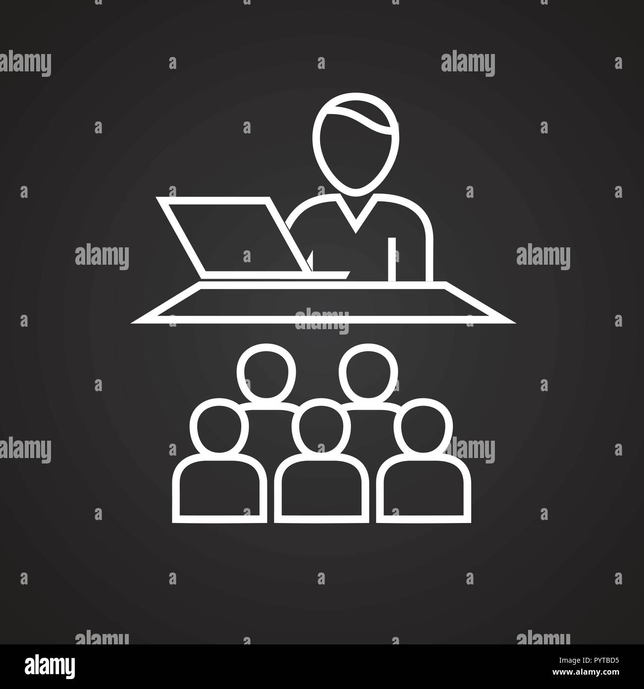 Business meeting thin line on black background icon Stock Vector Image ...