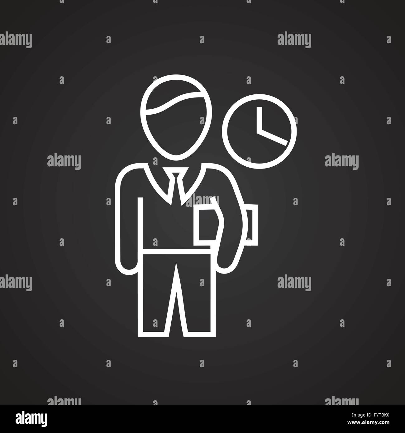 Time managment thin line on black background Stock Vector