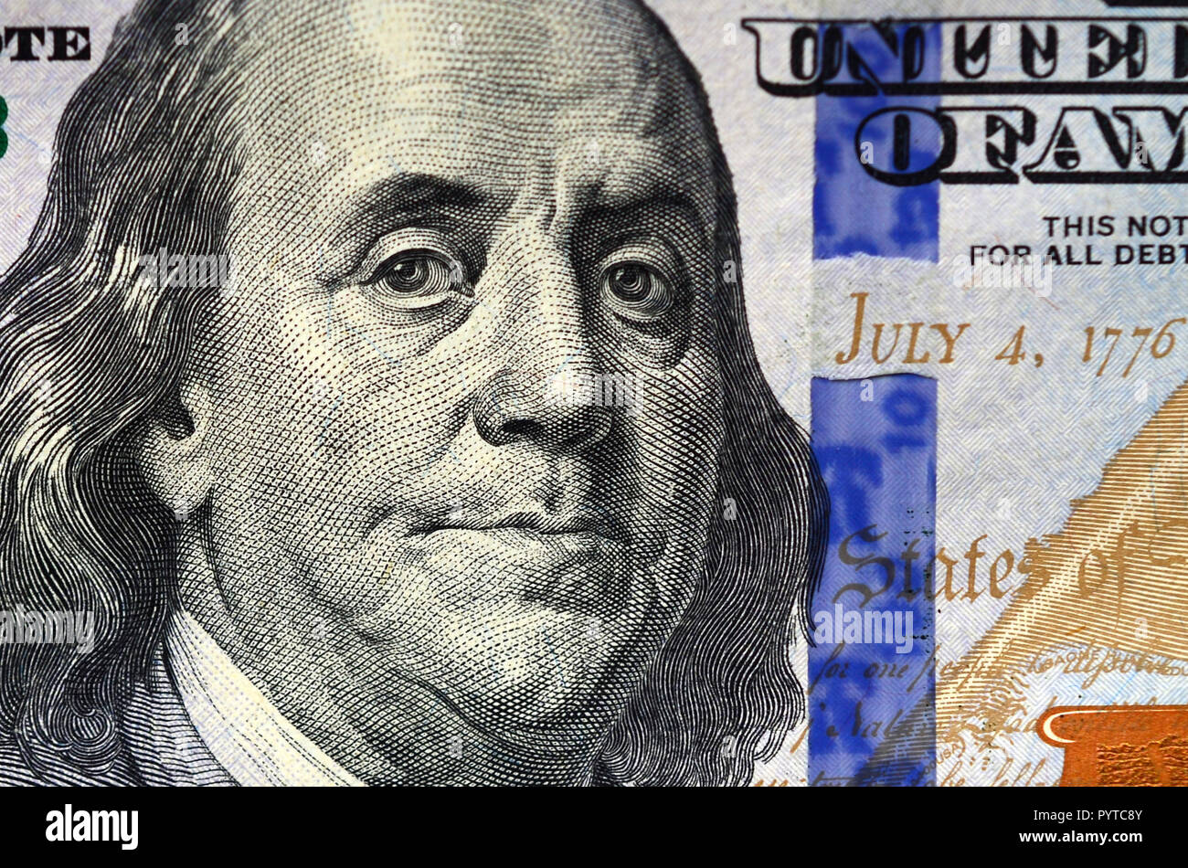 Macro shot. Hundred US dollar bill close up Stock Photo - Alamy