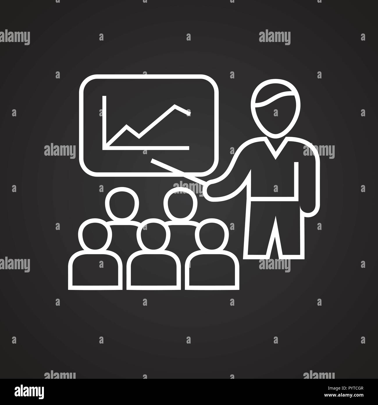 Business meeting thin line on black background Stock Vector Image & Art ...