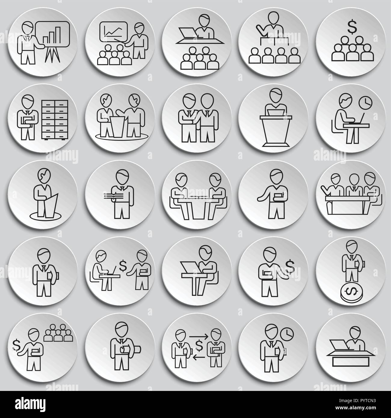 Business collaboration thin line set on plates background Stock Vector ...
