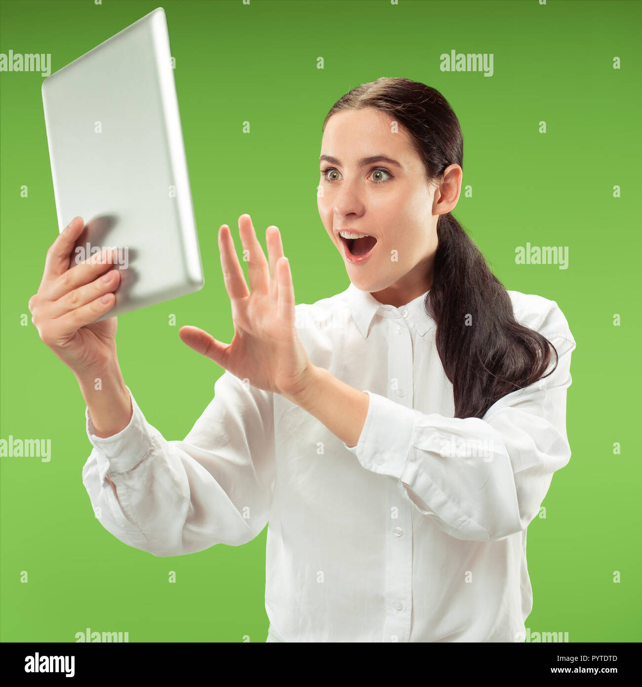 Businesswoman with laptop. Love to computer concept. Attractive female ...