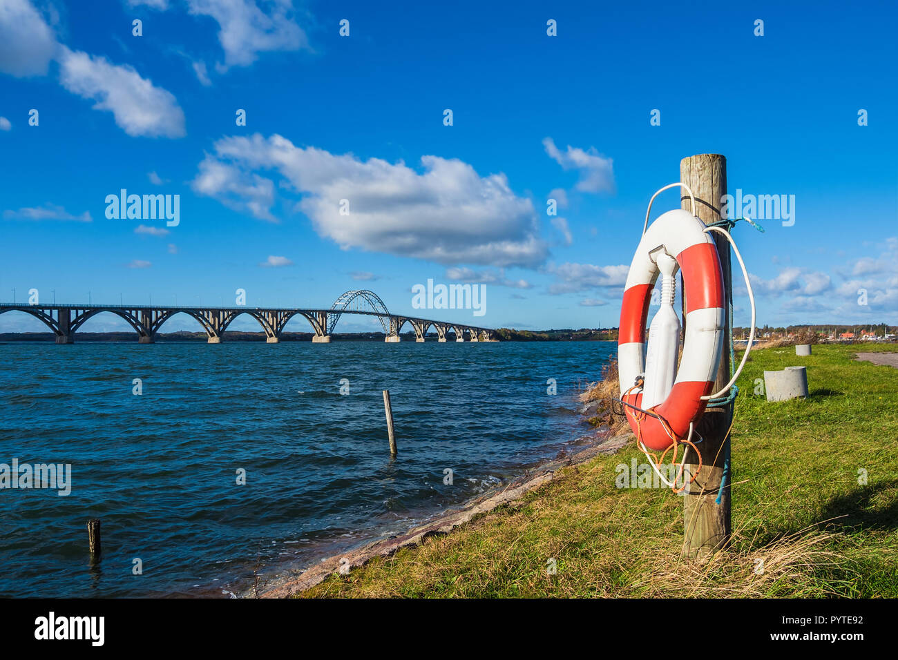 A bridge between Seeland und Moen in Denmark. Stock Photo