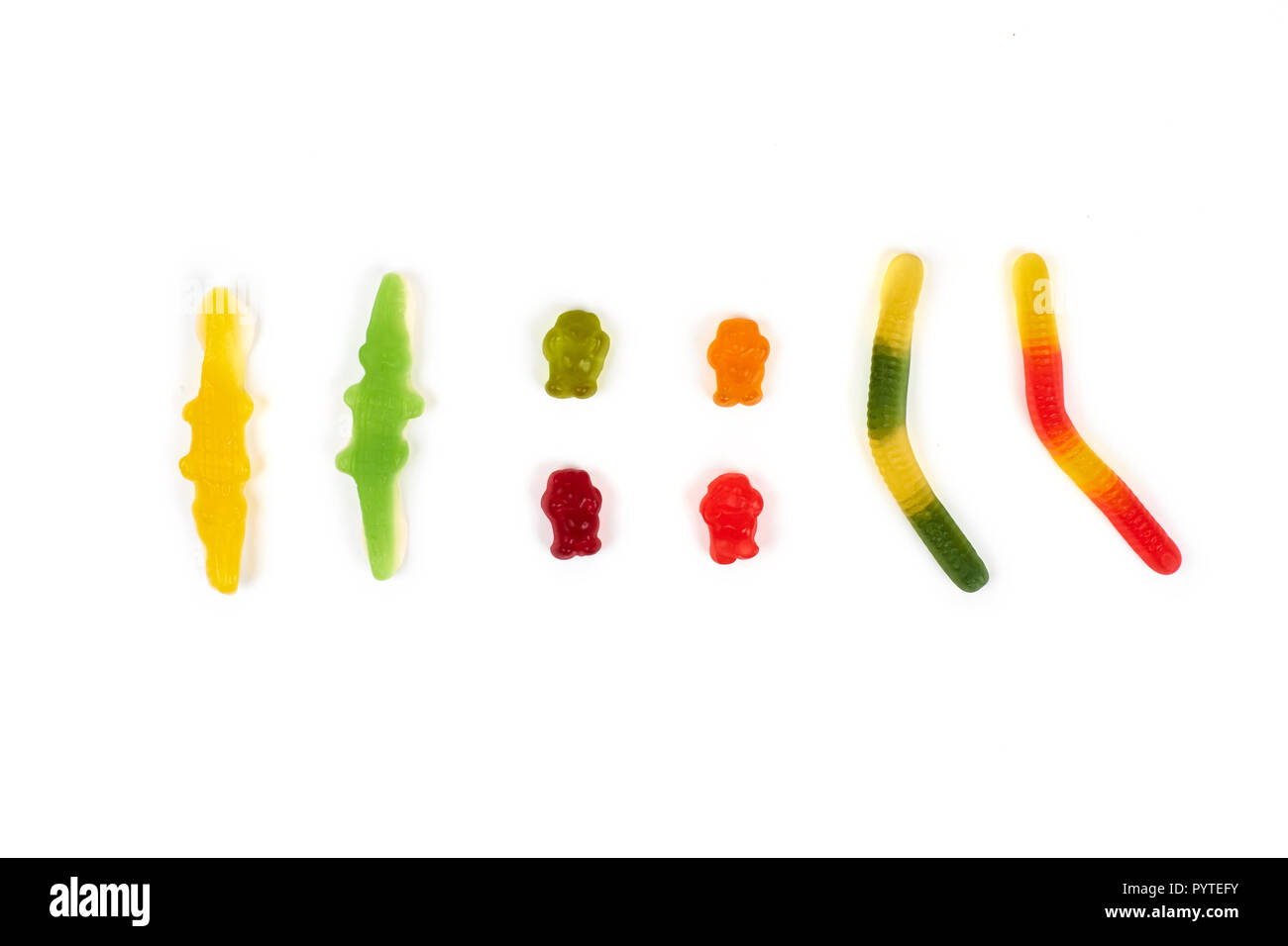 Colorful different jelly candy isolated on white background Stock Photo ...