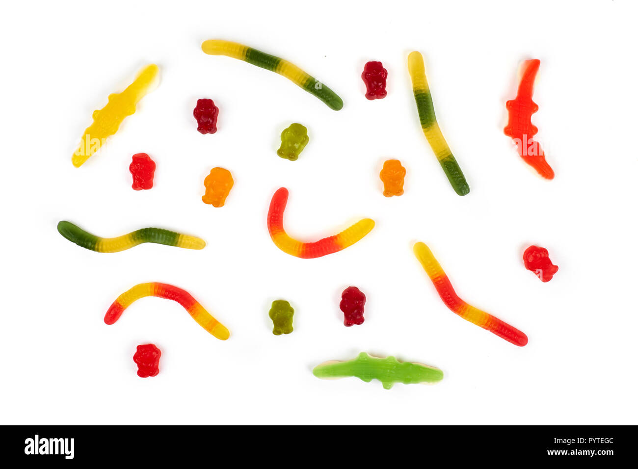 Colorful different jelly candy isolated on white background Stock Photo ...