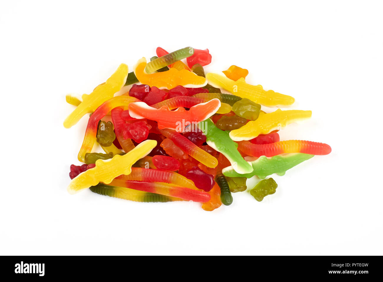 Colorful different jelly candy isolated on white background Stock Photo ...