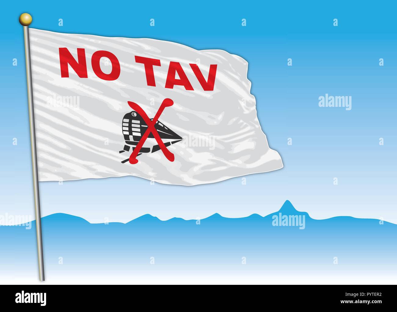 No Tav movement flag, Italy, vector illustration Stock Vector
