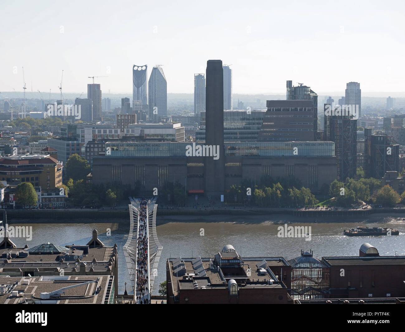 View looking down on the Tate Modern art gallery in London UK Stock Photo