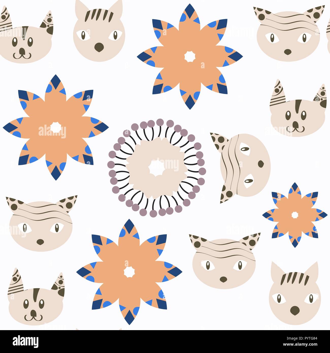 Abstract animal vector cats seamless pattern. It is located in swatch menu Stock Vector