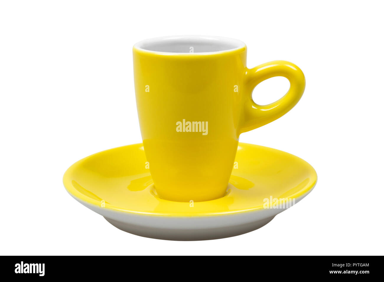Yellow coffee cup isolated on white background with clipping path Stock ...