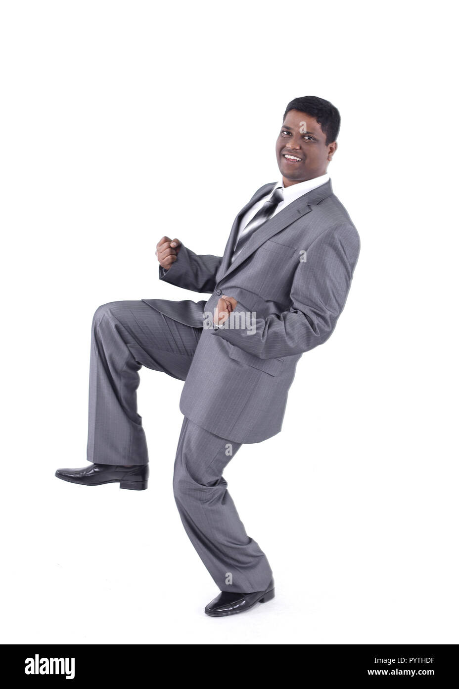 Very Happy Businessman Isolated On A White Background Stock Photo