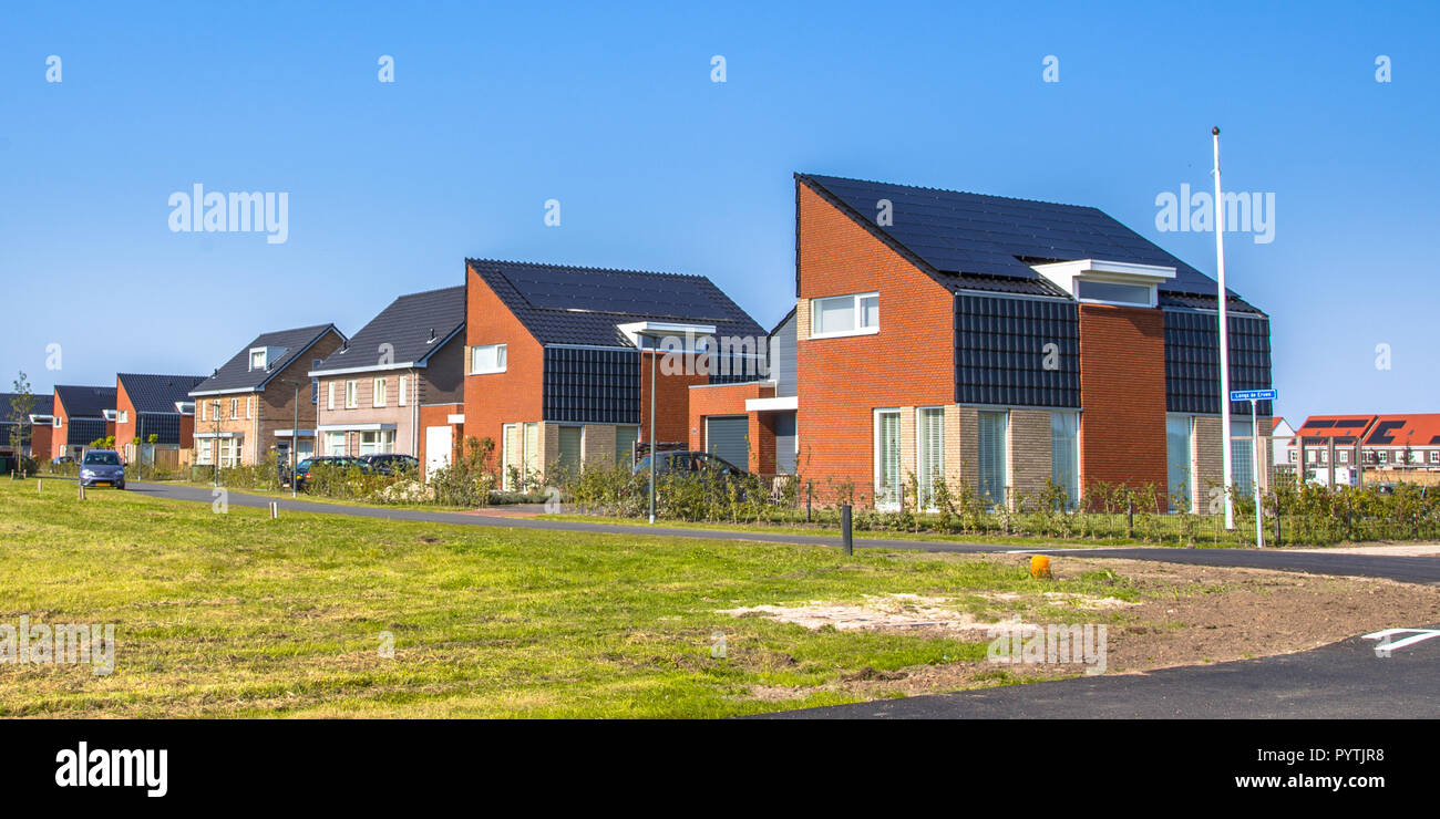 Modern houses in a new building project in the Netherlands Stock Photo