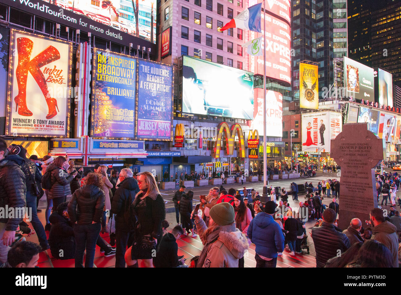 Times Square at night, Manhattan, New York City, USA Stock Photo