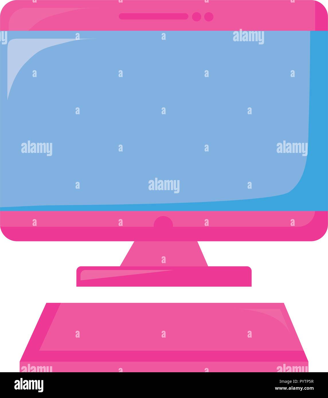 computer monitor and keyboard over white background, vector ...