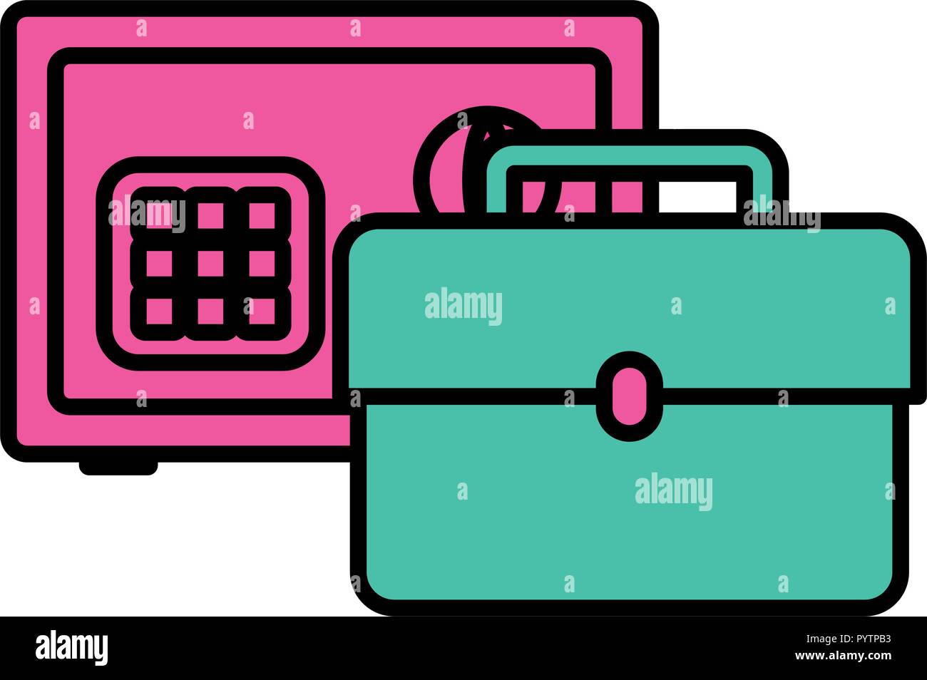 briefcase and strongbox icon over white background, vector illustration Stock Vector