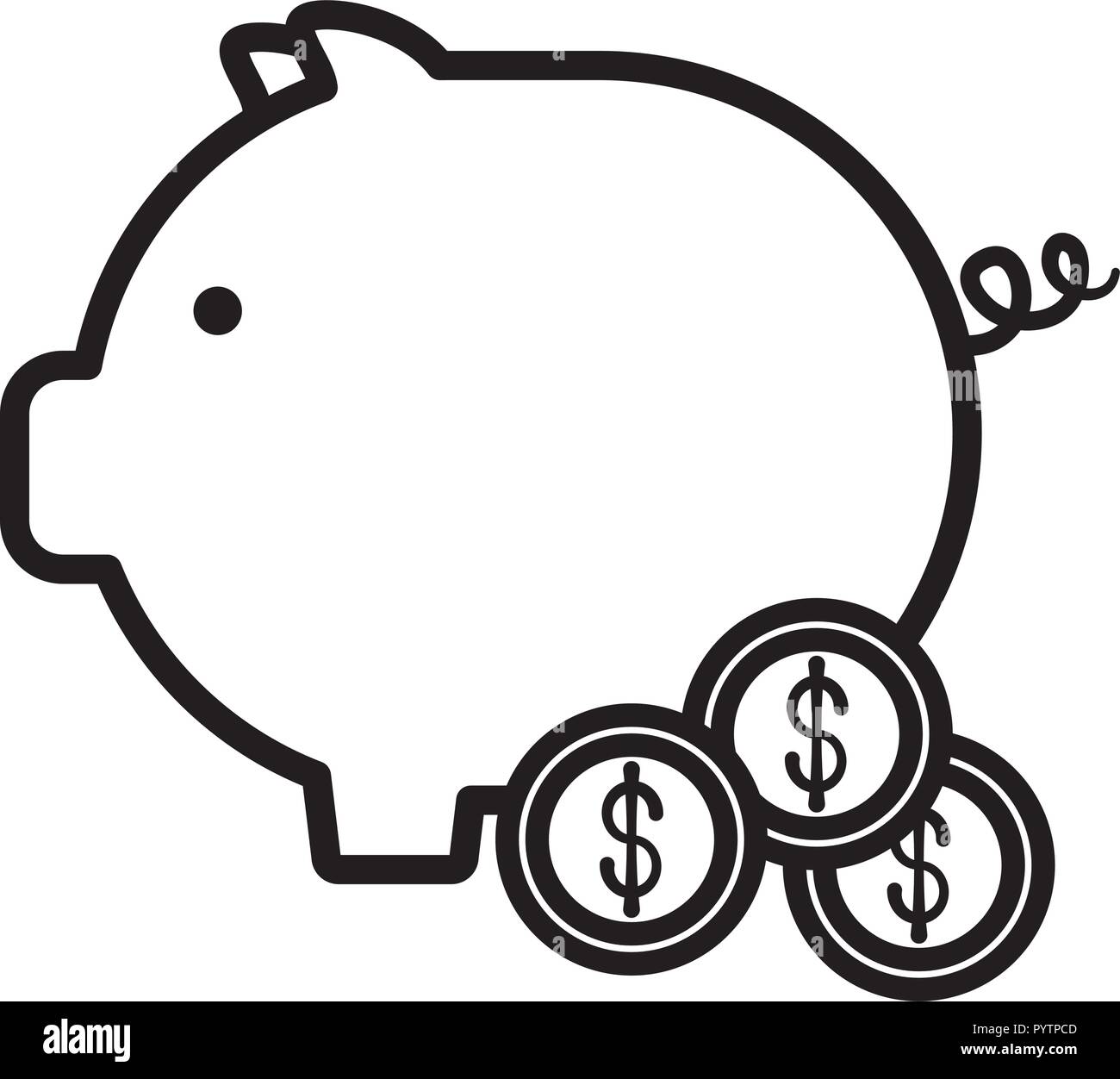 piggy bank and coins over white background, vector illustration Stock ...