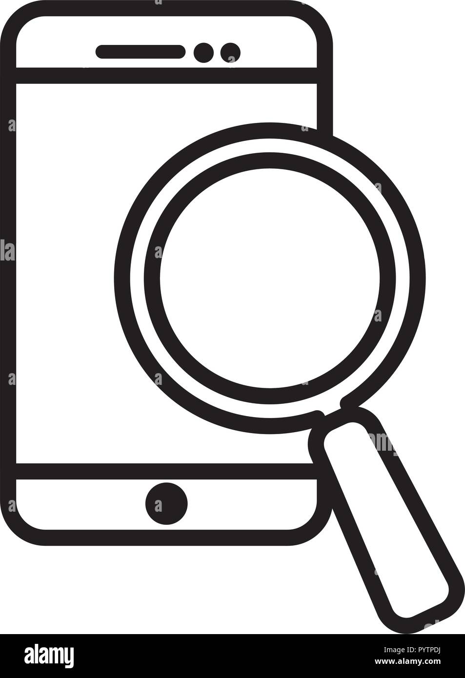 cellphone with magnifying glass icon over white background, vector ...